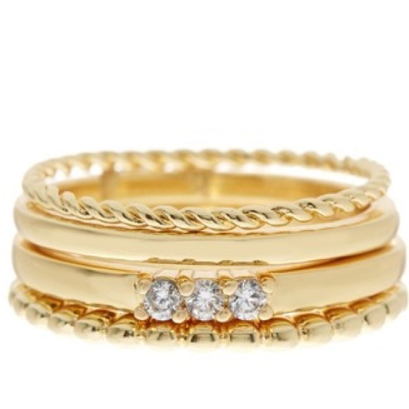 Sterling Forever CZ Rope Band Stacking Ring Set - Picture 5 of 8